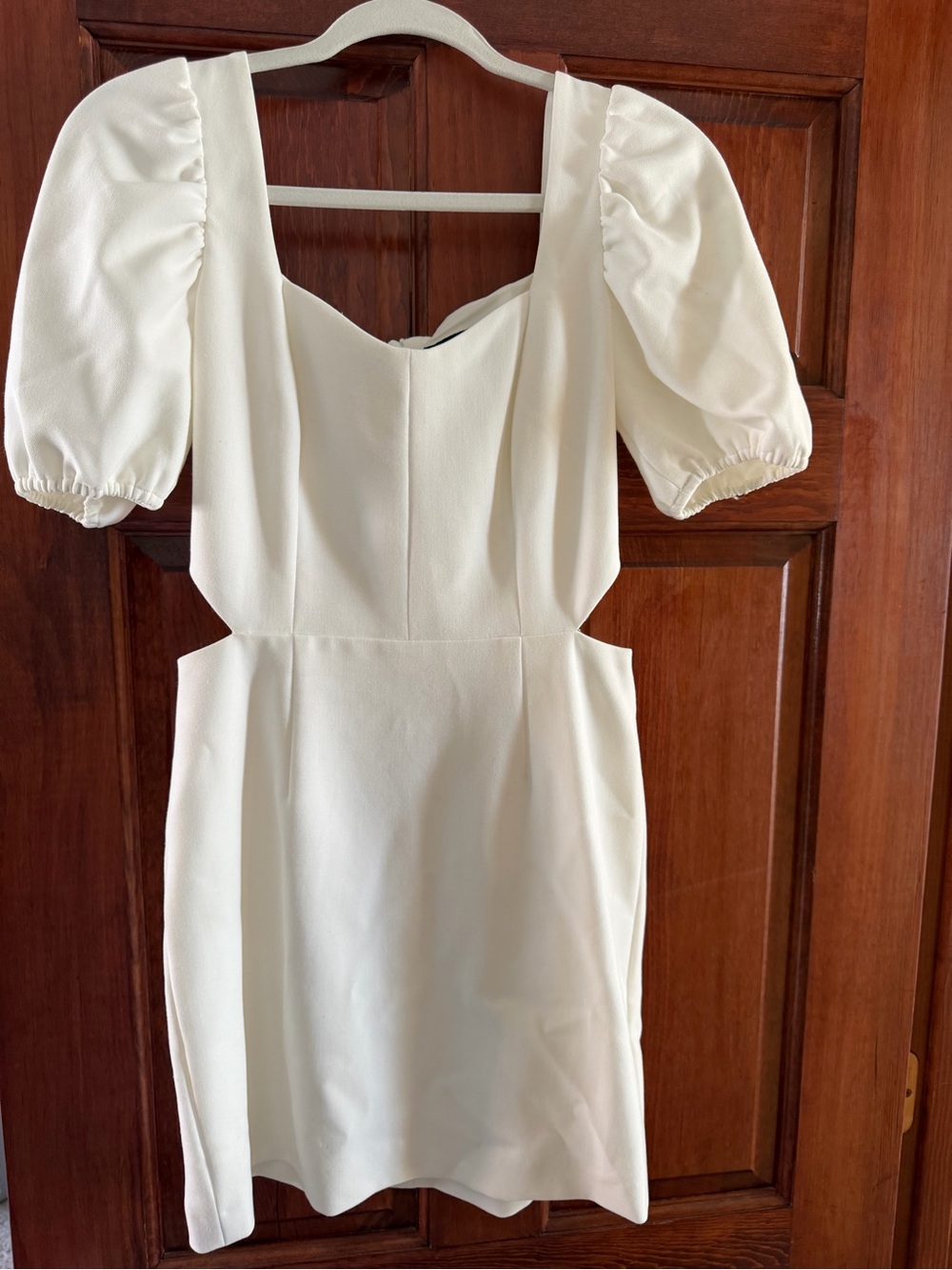 French Connection White Mini Dress with Puff Sleeves